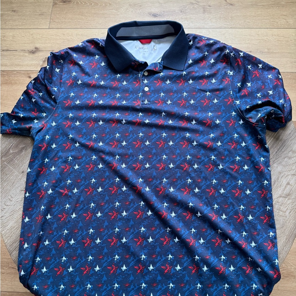 Walter Hagen Men's Polo Shirt in Navy with Red and White Accents
